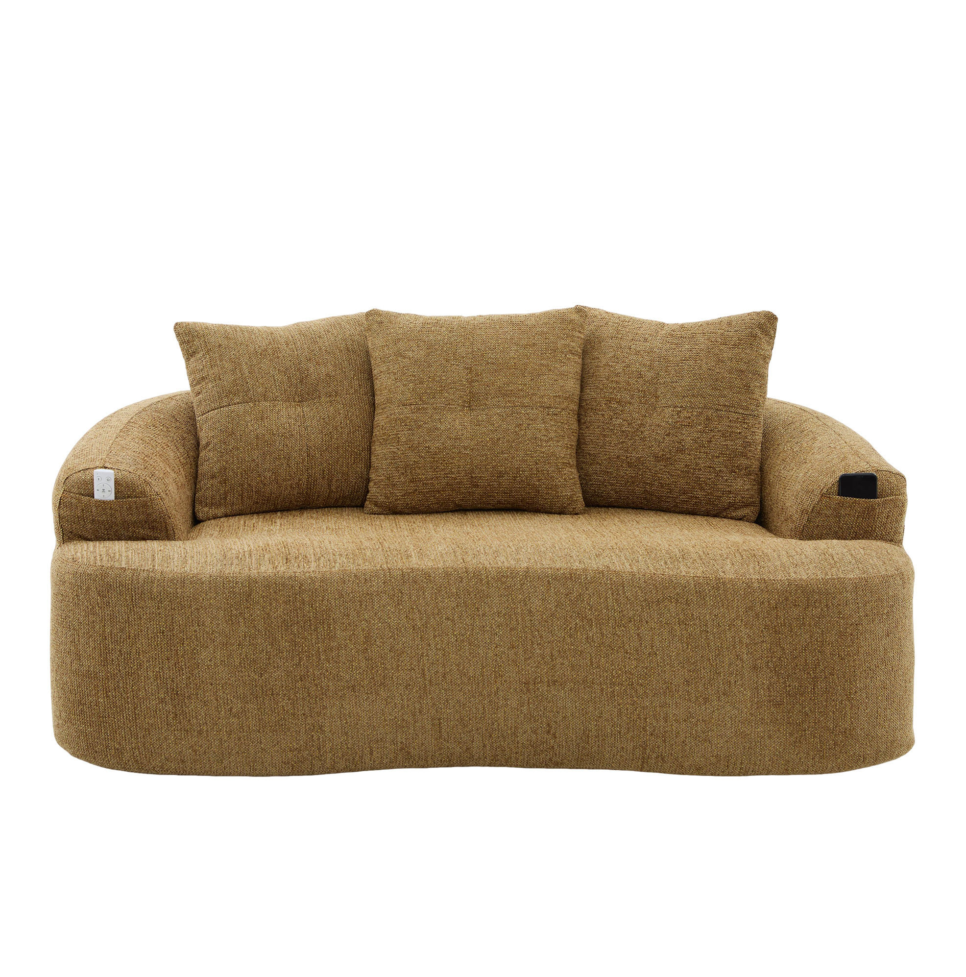 SOFA 2-Sitzer Chenille 164 x 92 x 60 cm Senfgelb - Gelb, Holzwerkstoff (164/60/92cm) - Meubliv