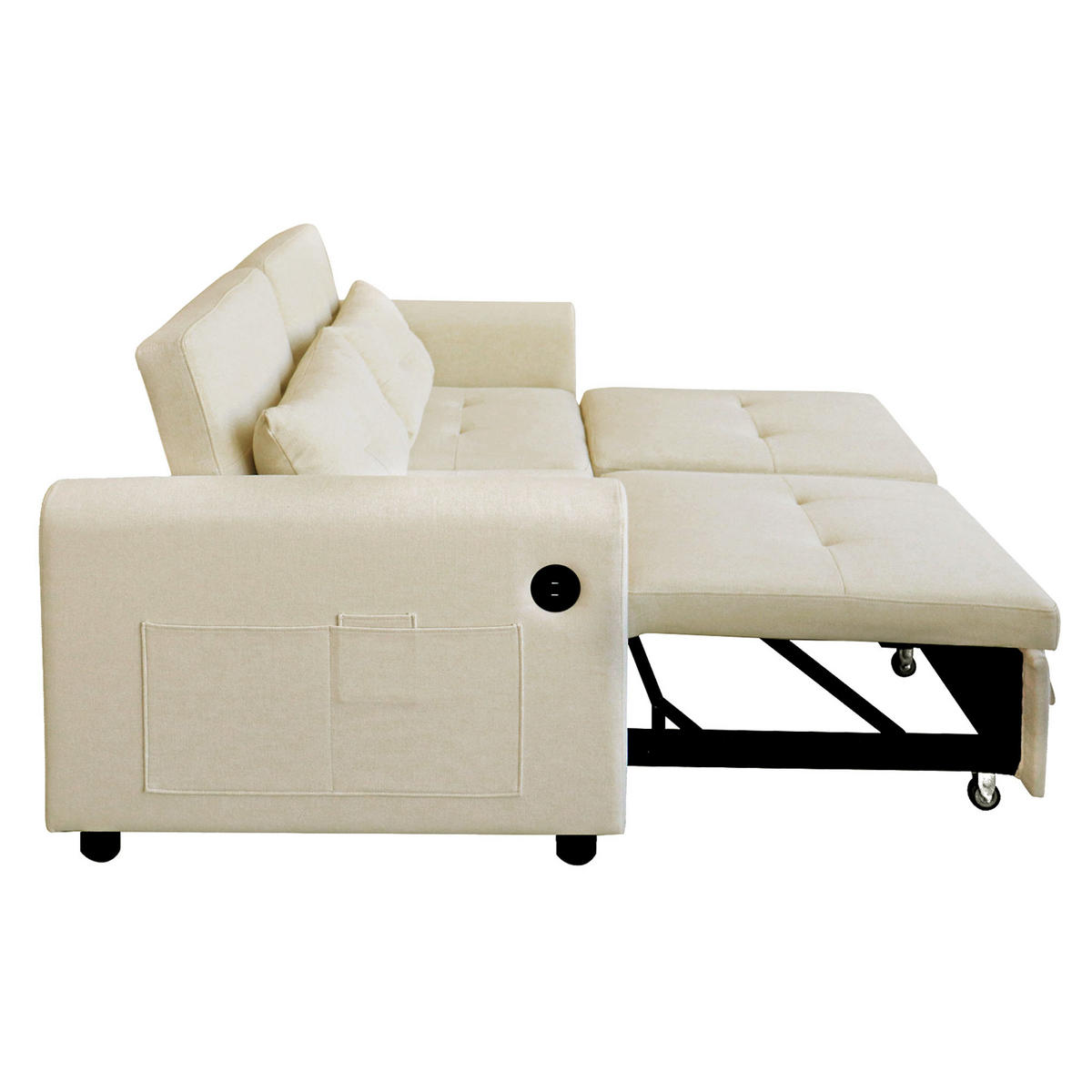 DOPPELSCHLAFSOFA 142x85x83 cm aus Leinen 3-in-1, beige - Beige, Textil (85/142cm) - Luhomfu