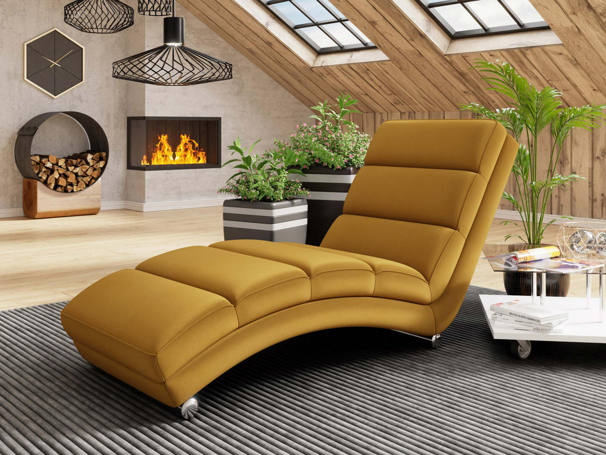RELAXLIEGE Holiday Premium - Chromfarben/Gelb, Holz/Textil (62/84/180cm) - MIRJAN24