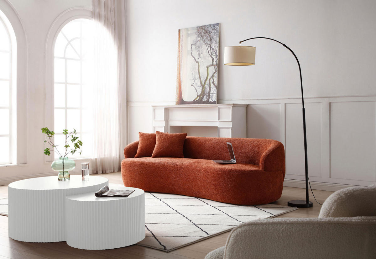 COUCHTISCH 2er-Set 60/40 cm aus MDF in Weiß, platzsparend kombinierbar - Weiß, Holzwerkstoff (80/80/40cm) - BEAOK