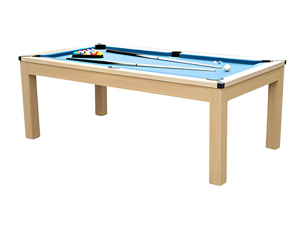 MULTIFUNKTIONSTISCH Billard & Tischtennis - 213 x 112 x 81,5 cm - Blau - BALTHAZAR - Blau, Holz (213.4/111.8cm) - Vente-Unique