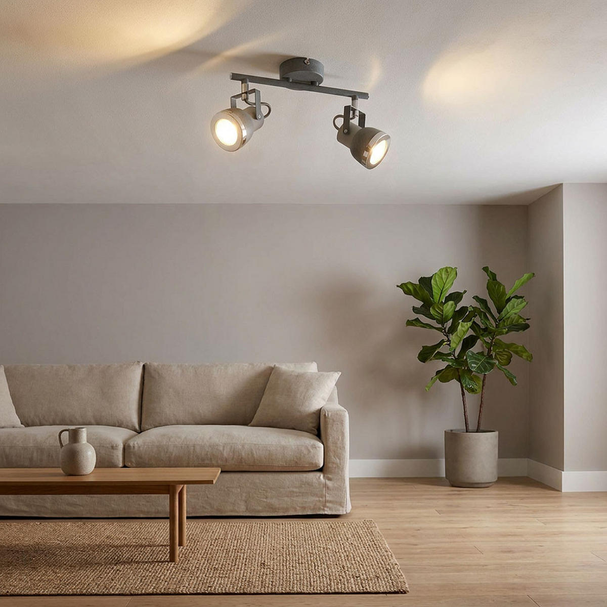 LED DECKENLEUCHTE Steingrau Chrom - Grau, Metall (26/8/18.5cm) - Globo Lighting