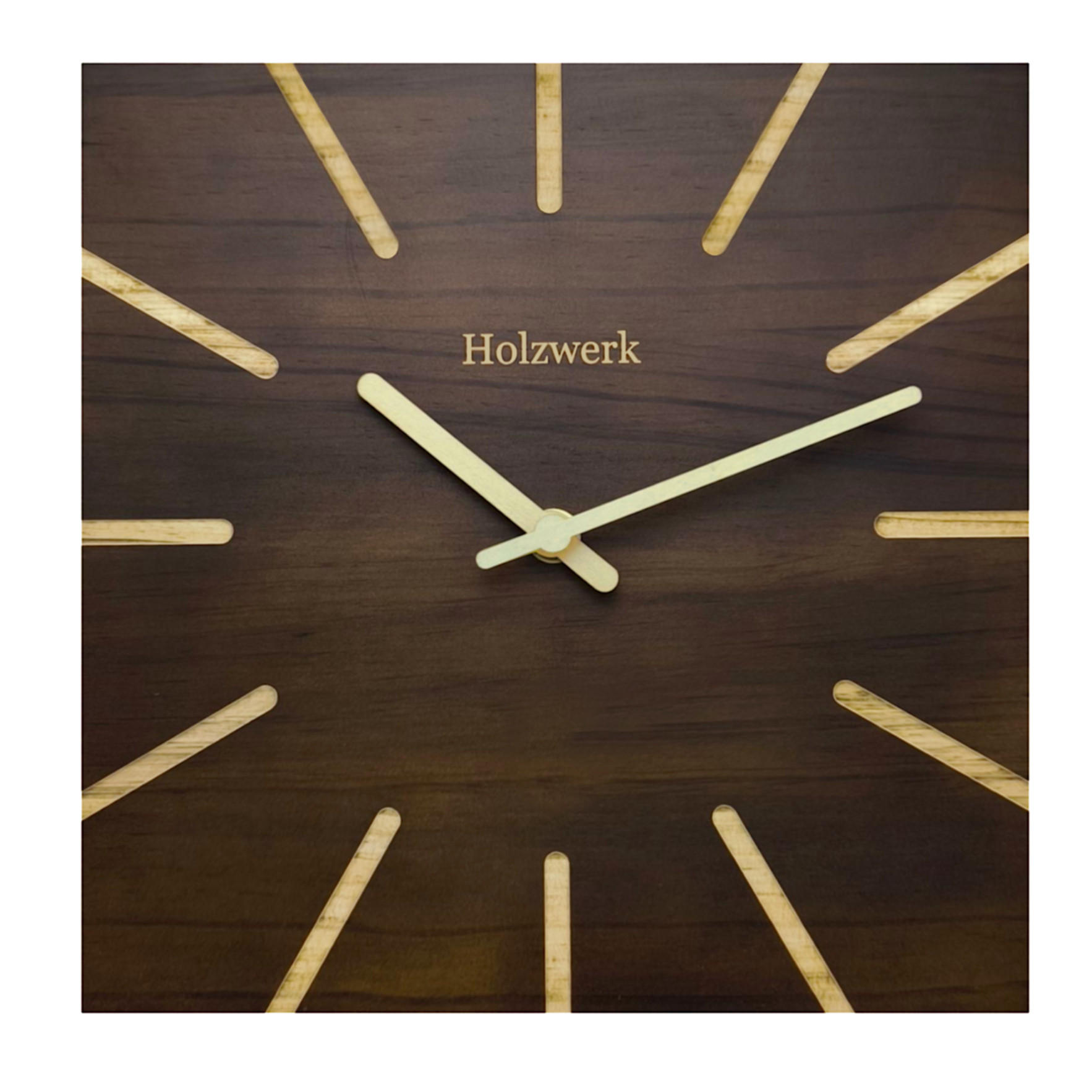 WANDUHR Holz Designer eckige HERZBERG Loft Wand Uhr, braun - Dunkelbraun, Holz/Metall (25/25/2cm) - Holzwerk