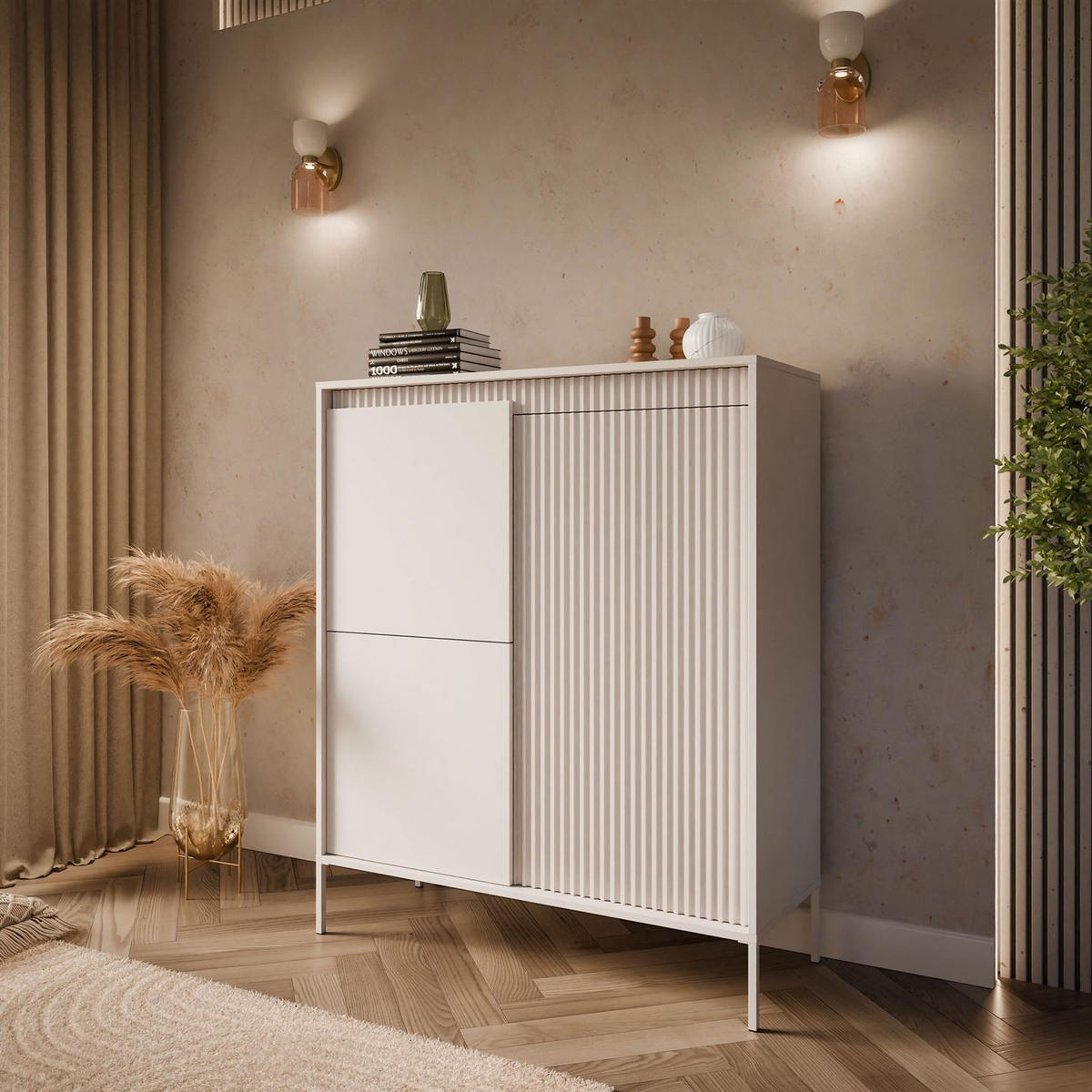 KOMMODE YASUMI 3D beige - Beige, Holzwerkstoff (103.5/123.4/39.5cm) - Lookway