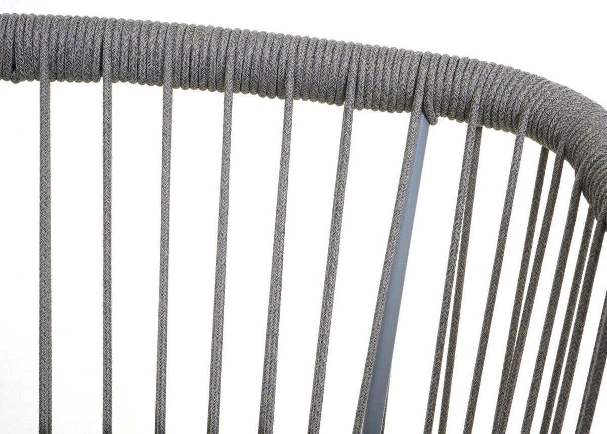 GARTENSTUHL 2er-Set HxBxT 92x51x53cm Sitzhöhe 76cm Seilgeflecht Metall Hellgrau Kissen Taupe - Hellgrau, Metall (51/92/53cm) - PROREGAL