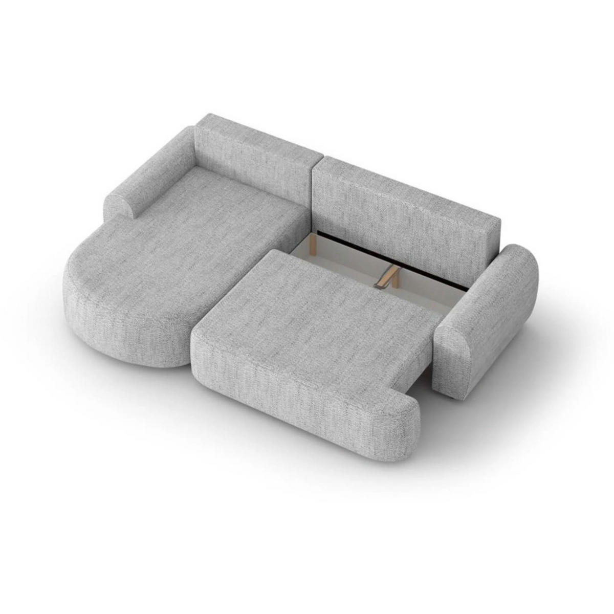 ECKSCHLAFSOFA Olivio L Grau - Hellgrau/Schwarz, Kunststoff/Textil (266/170cm) - Beautysofa