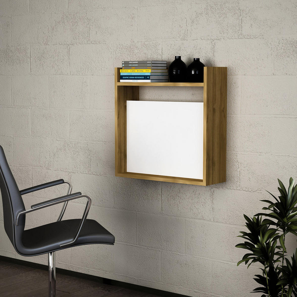 SCHREIBTISCH Laptop Weiß Walnuss - Walnussfarben/Weiß, Holzwerkstoff (20/60/60cm) - moebel17