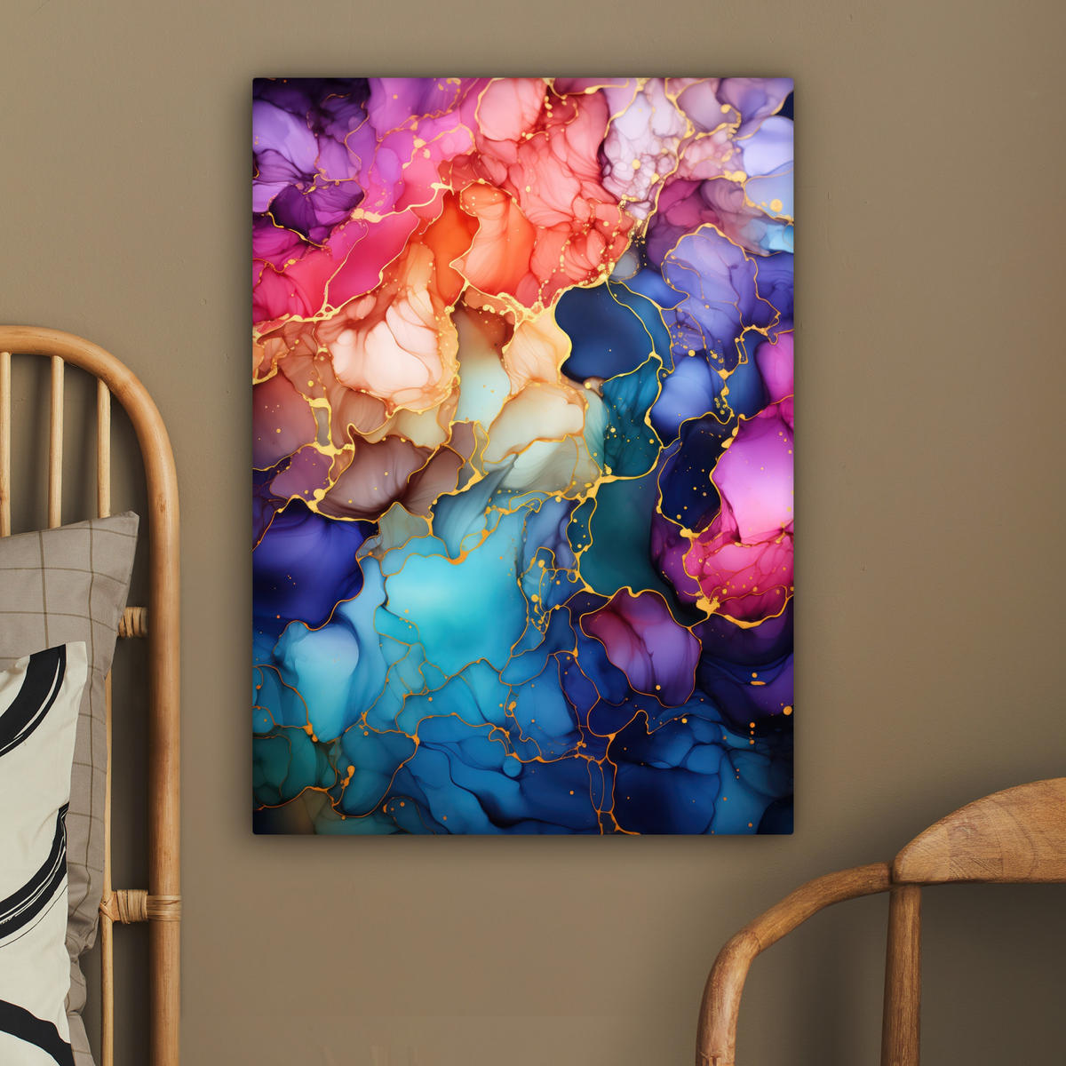 LEINWANDBILD Marmor - Bunt - Abstrakt 60x80 cm - Multicolor, Textil (60/80cm) - MuchoWow