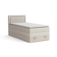 BOXBETT NORA 90/200 in Velours Ecru - Ecru, Holz/Holzwerkstoff (90/200cm) - Deine Möbel 24