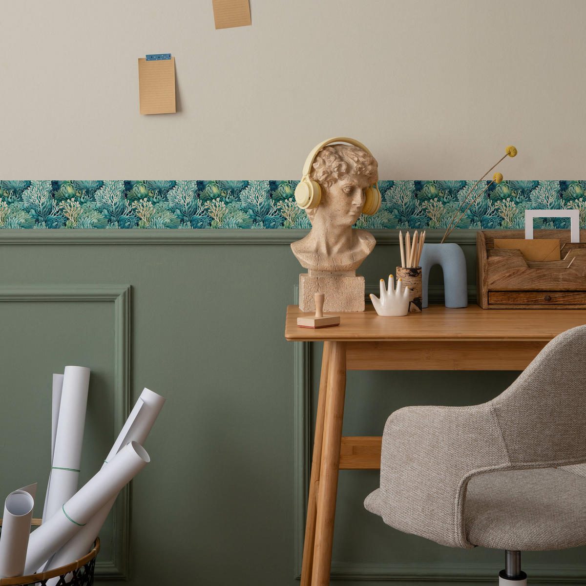 TAPETENBORDÜRE selbstklebend MEERESPFLANZEN Flora Natur - Blau/Grün, Papier (10/300/300cm) - Muralo