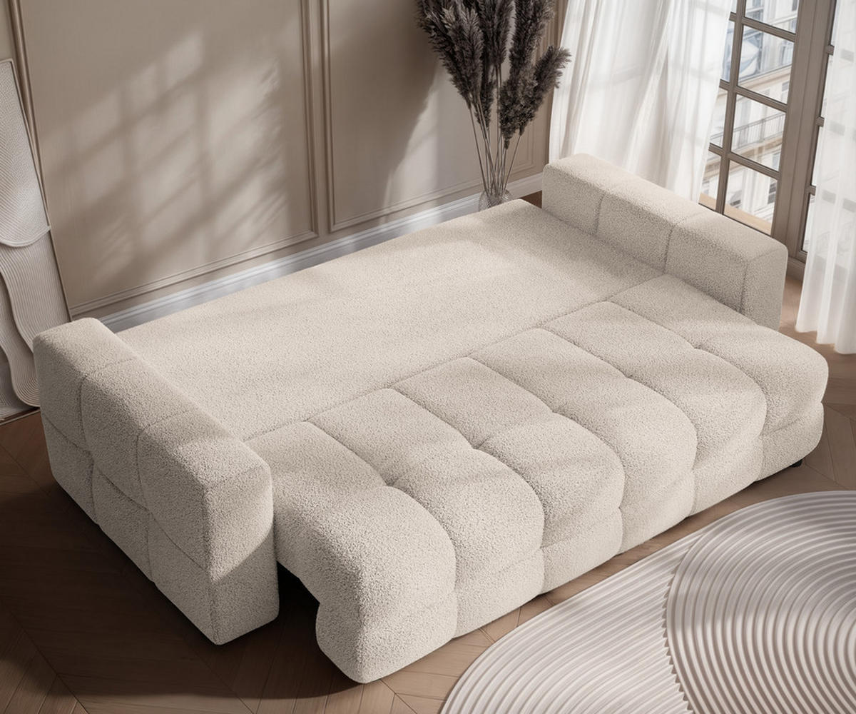 SCHLAFSOFA MOLLY mit Bettkasten, Stoff Creme - Creme, Textil (248/92/93cm) - Idohome
