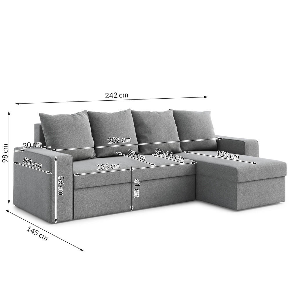 Thumbnail - AX Living Ecksofa, Blau, Textil, Uni, 5-Sitzer, Füllung: Polyurethan (Pur), L-Form,L-Form, rund, 242x145 cm, Wohnzimmer,...