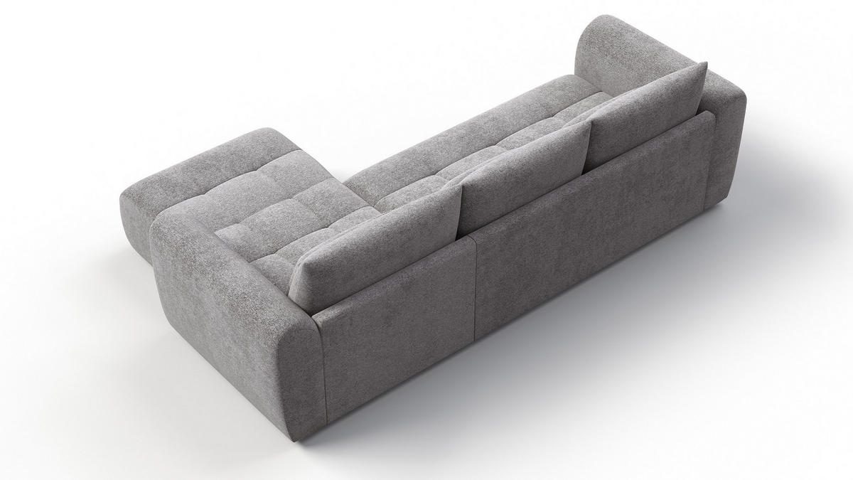 ECKSOFA SORENO 4-Sitzer, platingrau - Schwarz/Grau, Holz/Textil (293/171cm) - Courtois Laville