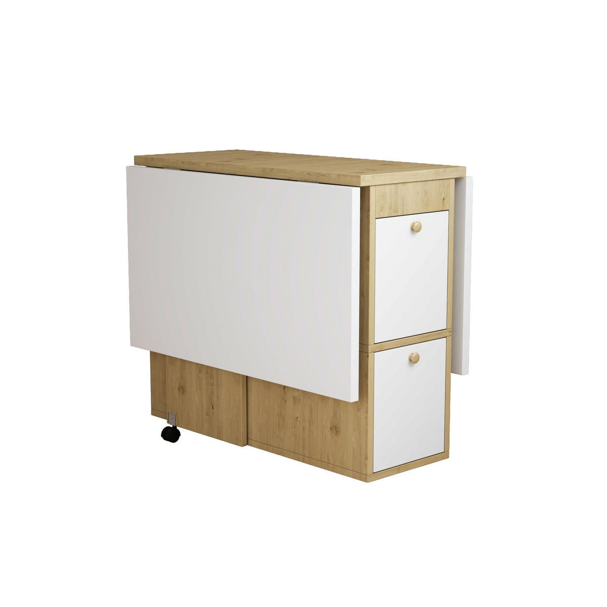 ESSTISCH-SET 120/80/75 cm klappbarer multifunktionaler Esstisch mit 4 Stühlen weiß/Eiche - Weiß, Holzwerkstoff (80/75/120cm) - OKWISH