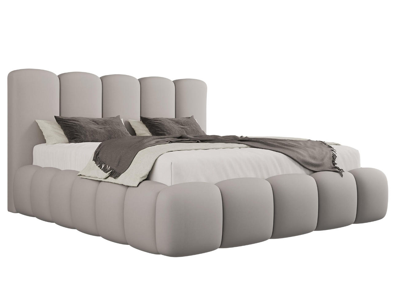 POLSTERBETT TEDDY 200x200 cm in Hellgrau, gepolstertes Kopfteil, Lattenrost, Bettkasten, Velvet-Stoff - Grau, Holz/Textil (200/200cm) - EMLAR Home