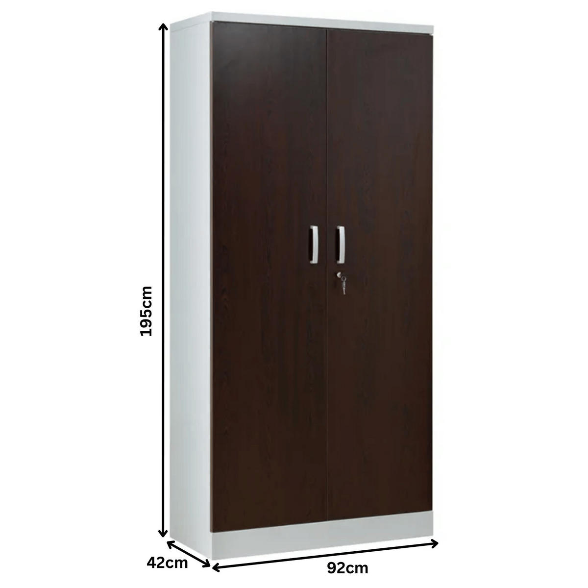 AKTENSCHRANK Beetle 4 Fachböden 195x92x42 cm Weiß & Wenge - Wengefarben, Metall (92/195/42cm)
