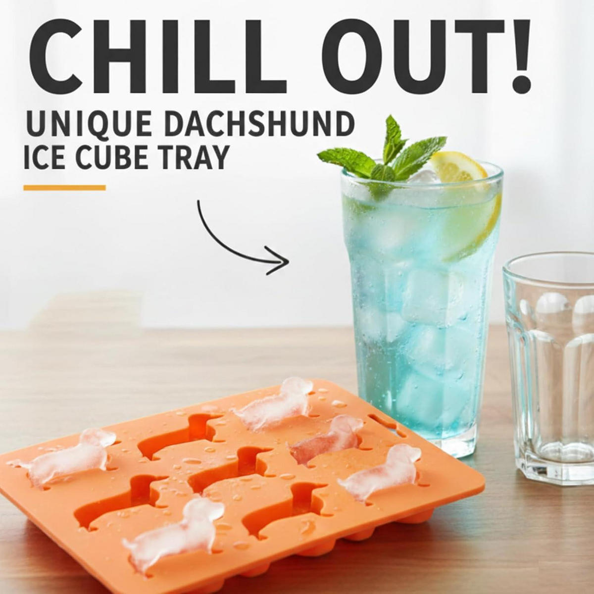 EISWÜRFELFORM Dackel Silikon Orange - Orange, Kunststoff (1/1/1cm)