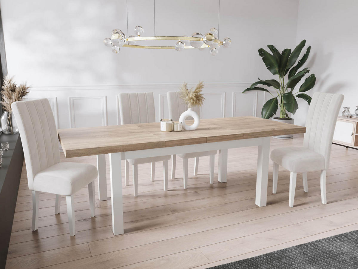 ESSTISCH Avena rechteckig ausziehbar, Sonoma Eiche 200/100/78 - Weiß/Sonoma Eiche, Holz/Holzwerkstoff (200/100/78cm) - WFL GROUP