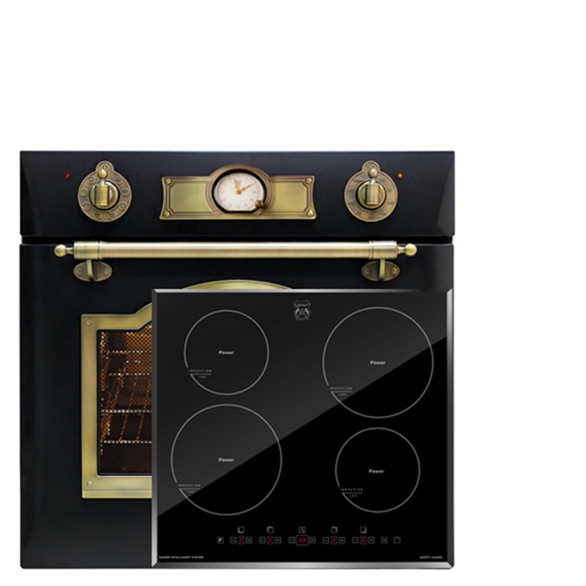ELEKTRO-EINBAU-BACKOFEN 60 cm EH 6355 Em+KCT 6105 FI Induktionskochfeld 60 cm - Schwarz, Metall (59.4/59.4/56.6cm) - Kaiser Küchengeräte