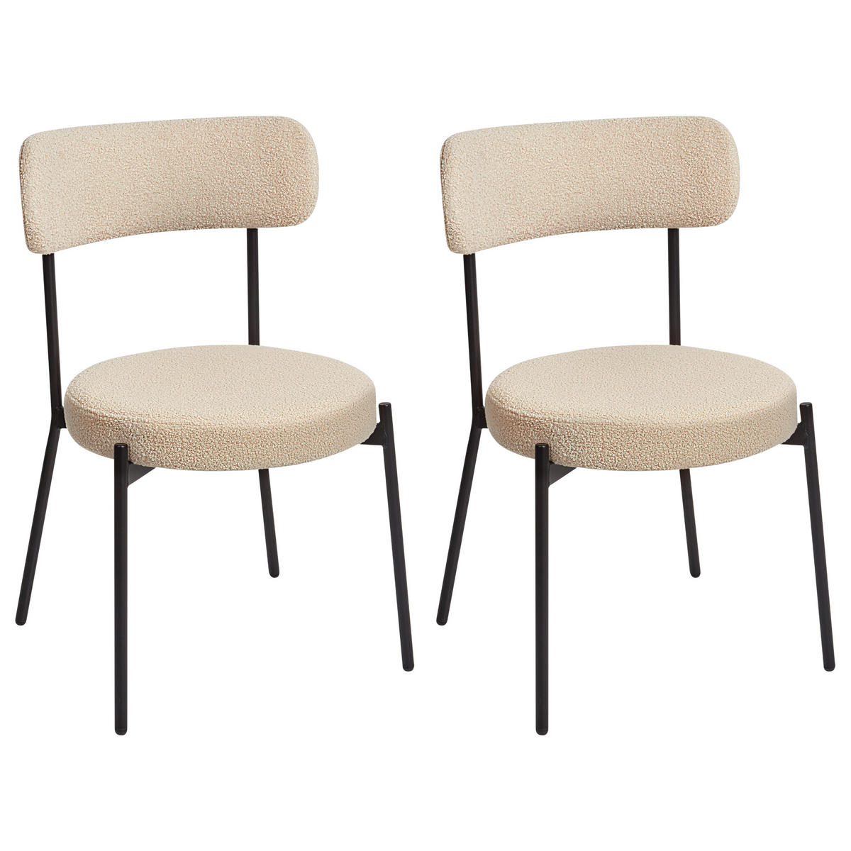 ÉTKEZŐSZÉK 2 darabos Szett Buklé Világosbézs Allison - bézs/fekete, textil (47/77/52cm) - Beliani