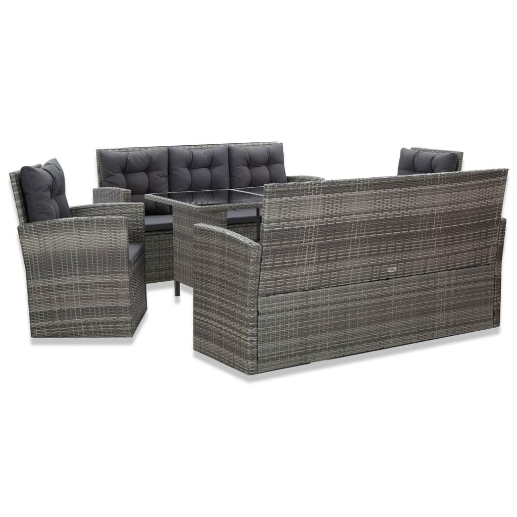 DINING-LOUNGESET mit Auflagen für 8 Personen, aus PE-Rattan, Braun, 5-teiliges Set - Dunkelgrau/Grau, Kunststoff/Textil - vidaXL