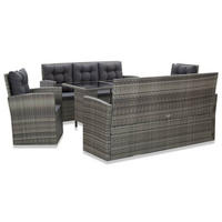 DINING-LOUNGESET mit Auflagen für 8 Personen, aus PE-Rattan, Braun, 5-teiliges Set - Dunkelgrau/Grau, Kunststoff/Textil - vidaXL