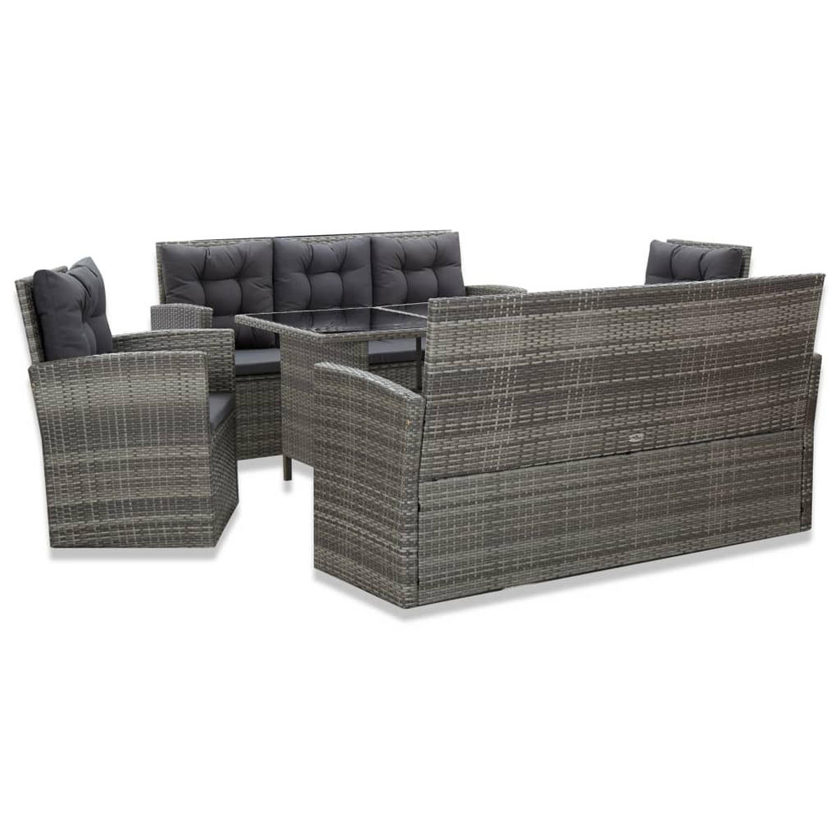 DINING-LOUNGESET mit Auflagen für 8 Personen, aus PE-Rattan, Braun, 5-teiliges Set - Dunkelgrau/Grau, Kunststoff/Textil - vidaXL