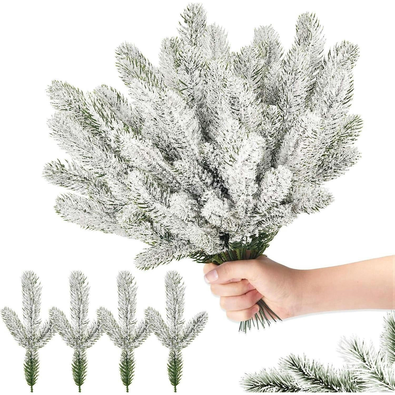KÜNSTLICHE Tannenzweige 40 Stück mit Schnee 27 cm - Multicolor, Kunststoff (26cm)