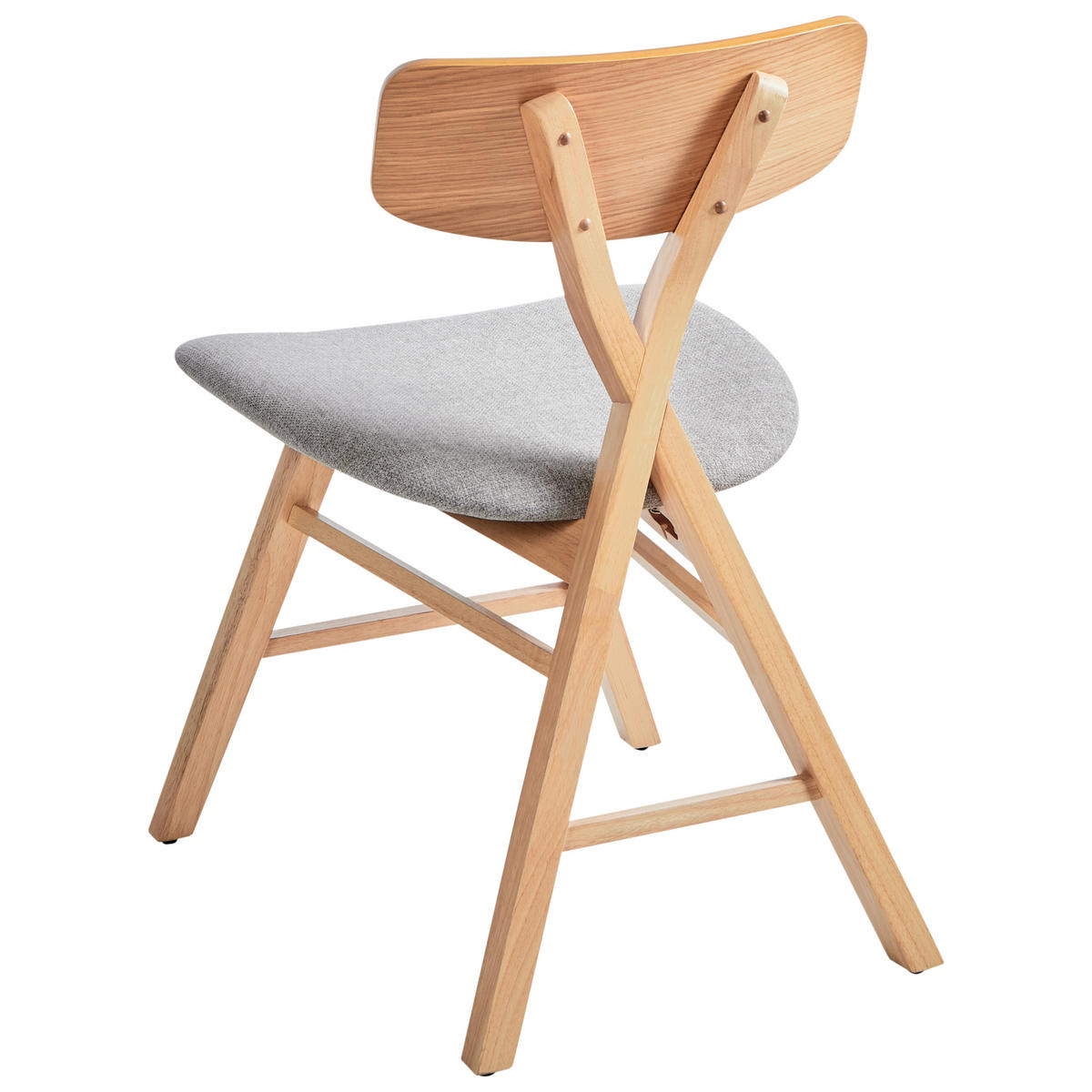 ESSZIMMERSTUHL 2er-Set Hellbraun Leland - Hellbraun/Grau, Holz (52/78/57cm) - Beliani