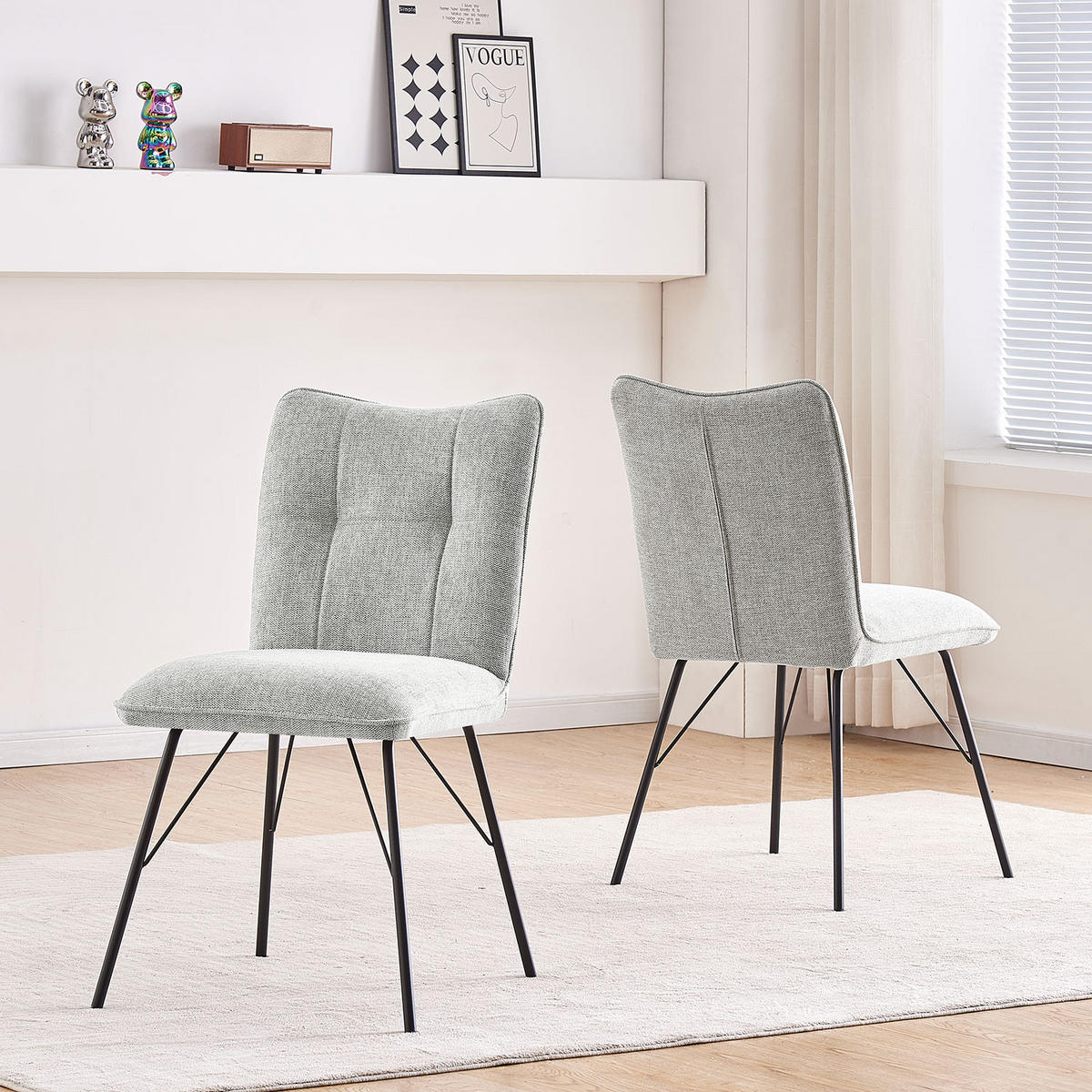 STUHL NELE Grau 2 Stück - Grau, Textil/Metall (46/85/60cm) - B&D Home