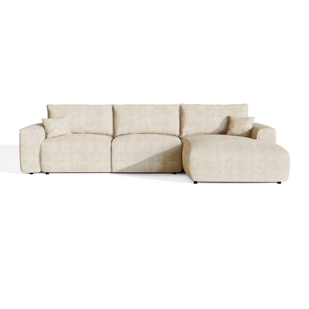 ECKSOFA rechtwinklig COMO Cord Beige 297cm - Beige, Textil (297/167cm) - Premium Interiors