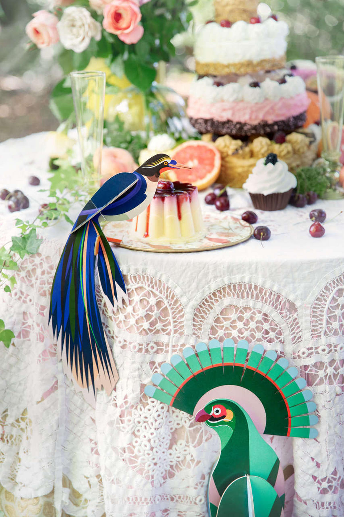 WANDDEKO Azurflügel-Vogel 18/7 cm - Blau/Weiß, Wellpappe (18/7/37cm) - KUNSTLOFT