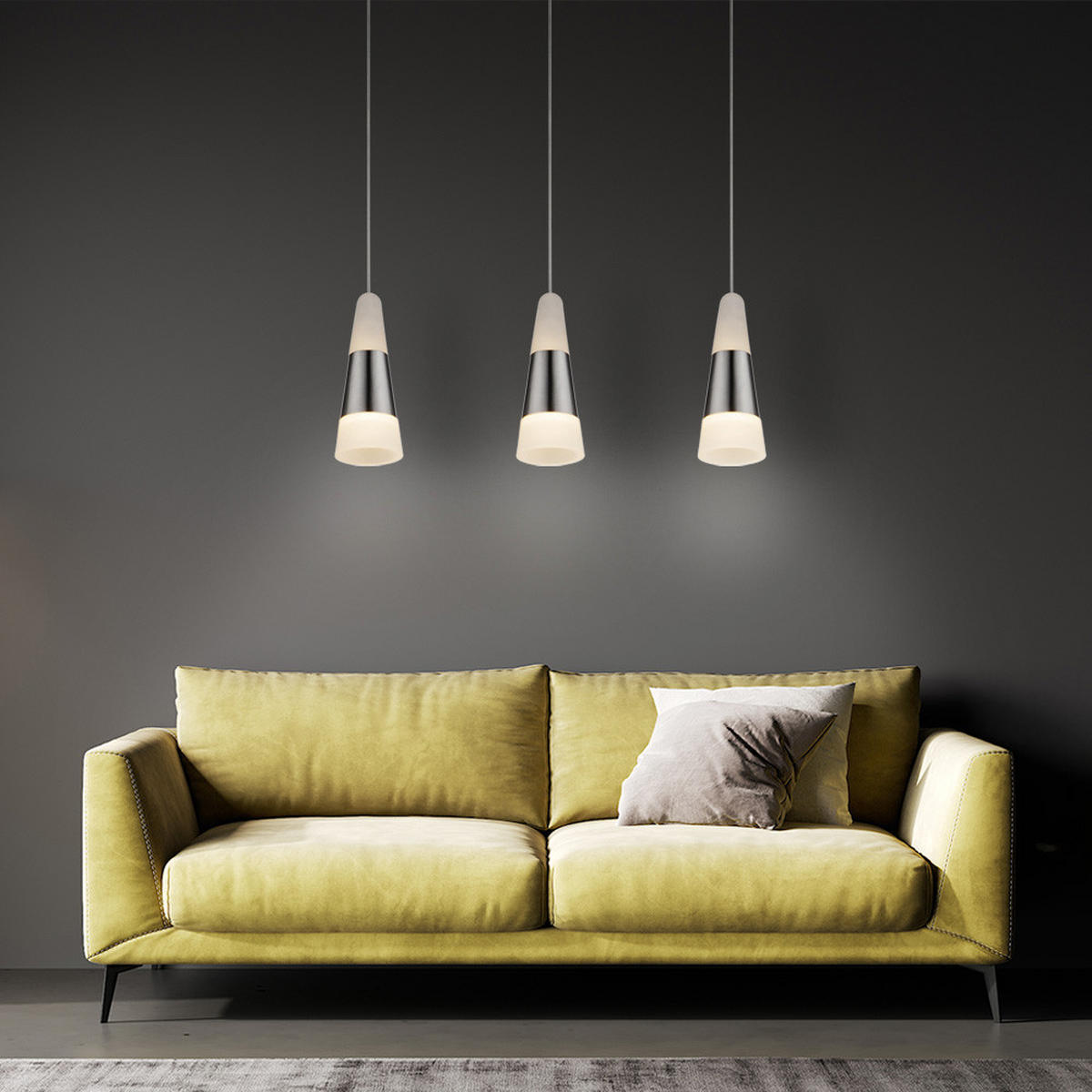 LED HÄNGELEUCHTE Friso nickel matt Weiß 2er Set - Weiß, Metall (12/12/100cm) - Globo Lighting