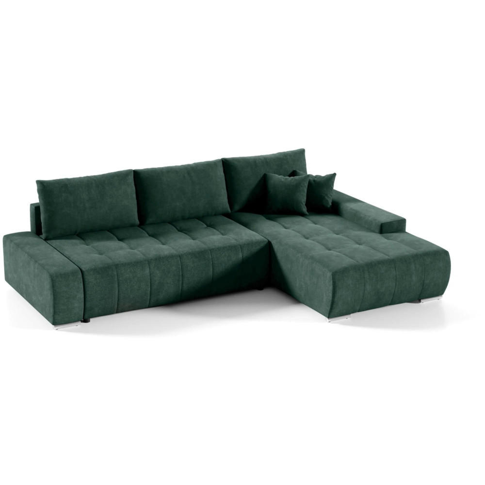 ECKSCHLAFSOFA Draco L Grün - Schwarz/Grün, Textil/Metall (267/186cm) - Beautysofa