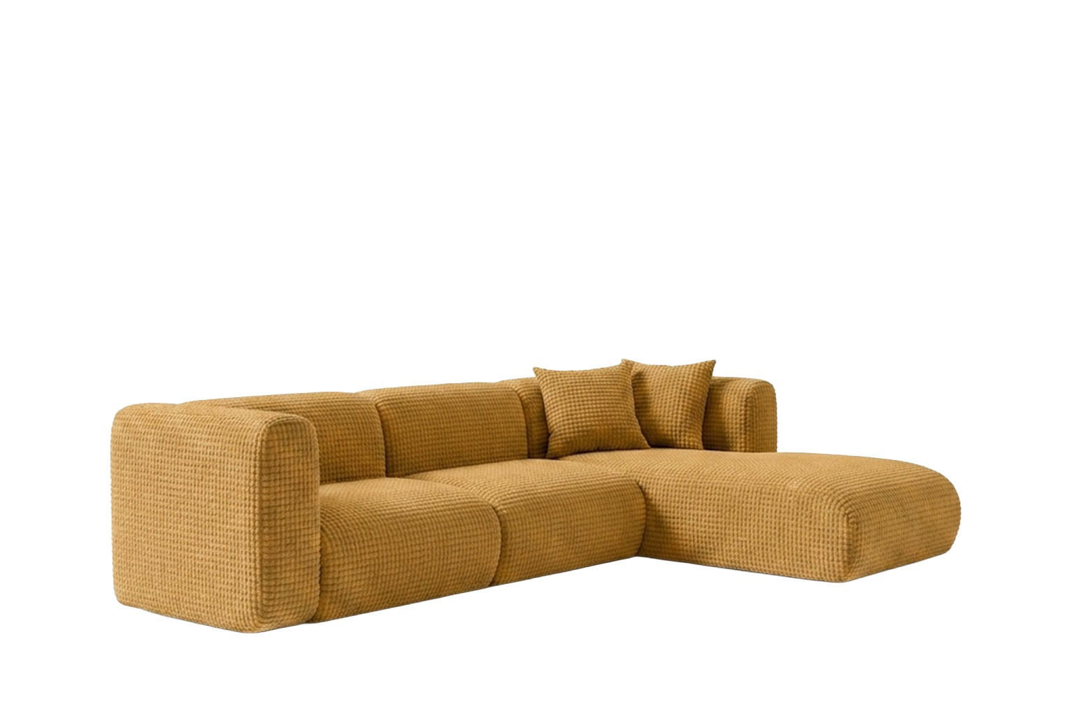 ECKSOFA L-Form, Chenille-Stoff Cremona, Golden, Rechts, GRETA - Goldfarben, Holz (318/179cm) - Kaiser Möbel