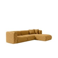 ECKSOFA L-Form, Chenille-Stoff Cremona, Golden, Rechts, GRETA - Goldfarben, Holz (318/179cm) - Kaiser Möbel