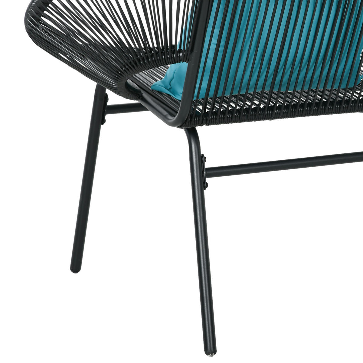 GARTENBANK DE-13592 2-Sitzer mit Seilgeflecht und 2 Kissen Schwarz - Schwarz, Metall (132/83/72cm) - ComfortXL