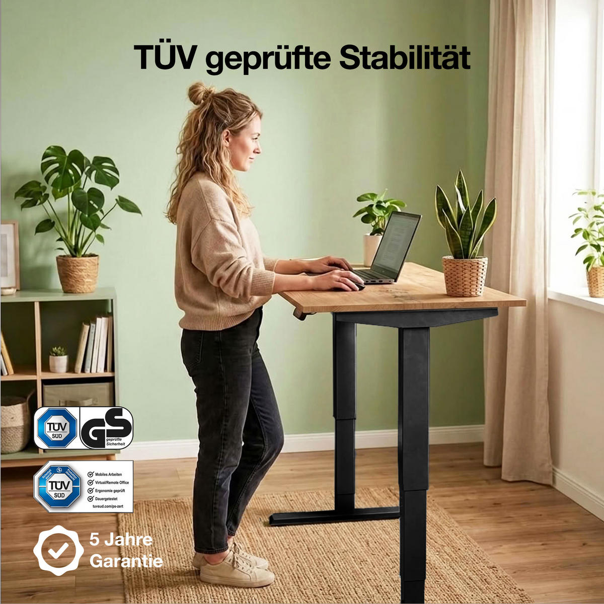 SCHREIBTISCHGESTELL Elektrisch höhenverstellbares Schreibtischgestell /62-127cm Schwarz - Schwarz, Metall (117/25/23cm) - ASSMANN