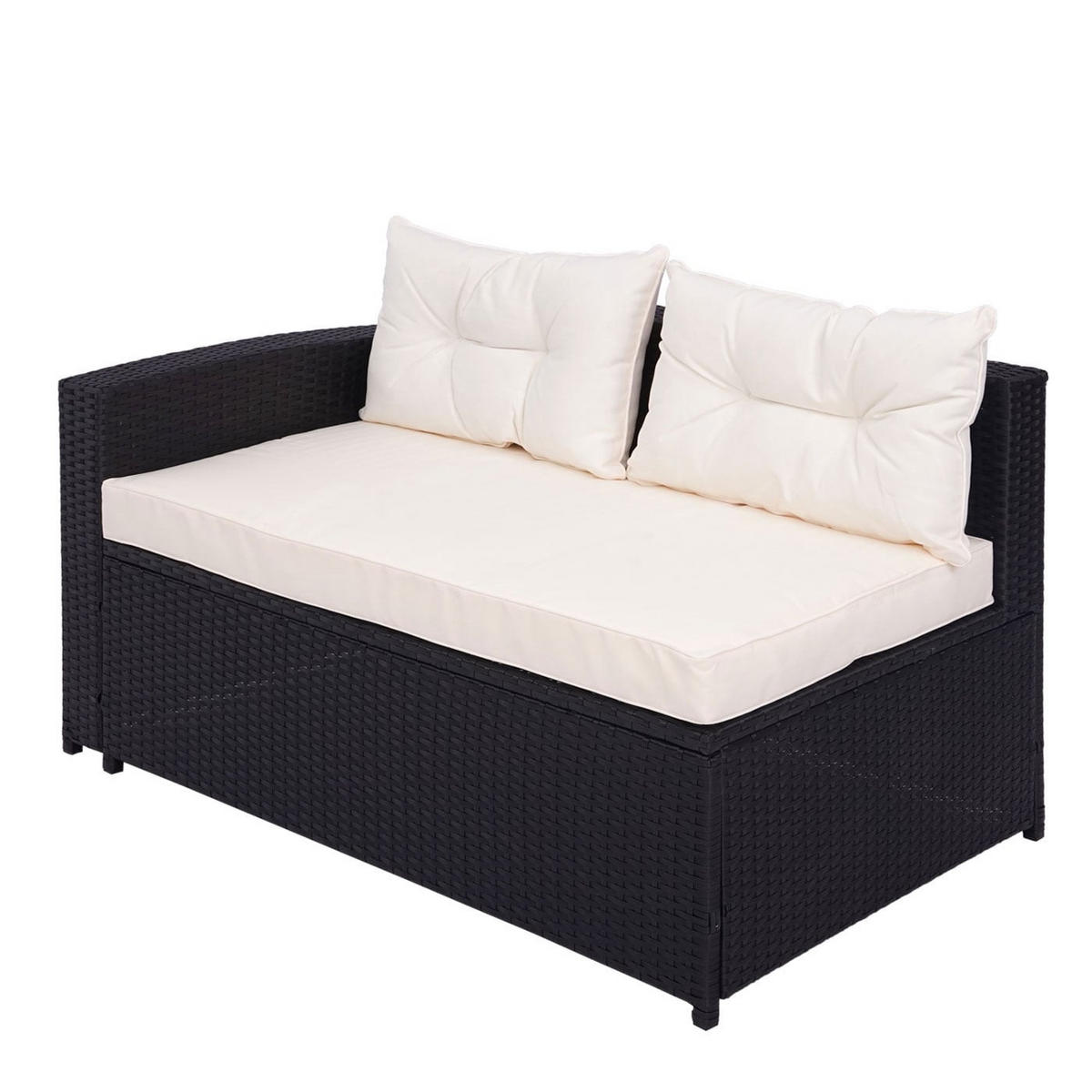 GARTEN-SET Schwarz Kissen Creme-Beige - Schwarz, Metall - PROREGAL