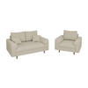 SITZGARNITUR 2+1 Alma Beige Cord - Beige/Braun, Holz/Textil (150/81/93cm) - S-Style Möbel