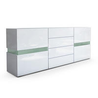 SIDEBOARD Flow Weiß - Weiß Hochglanz, Holzwerkstoff (177/75/39cm) - Vladon