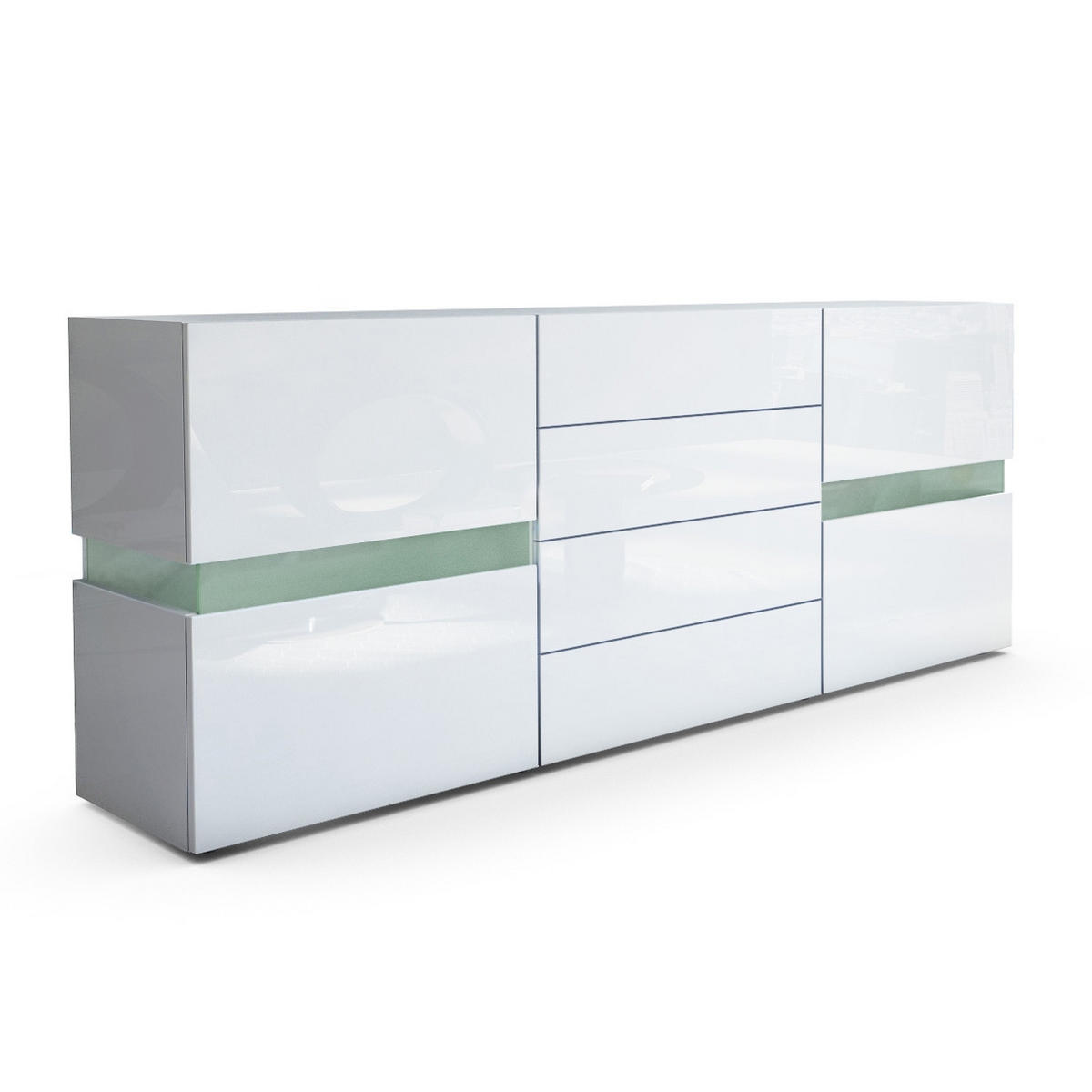 SIDEBOARD Flow Weiß - Weiß Hochglanz, Holzwerkstoff (177/75/39cm) - Vladon