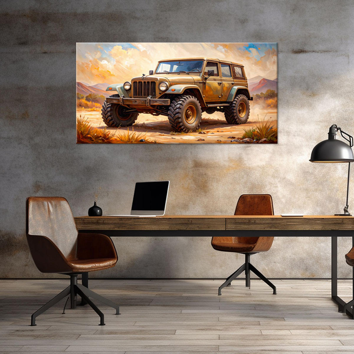 LEINWANDBILD Geländewagen 100x50cm - Beige, Textil (100/50cm) - Feeby