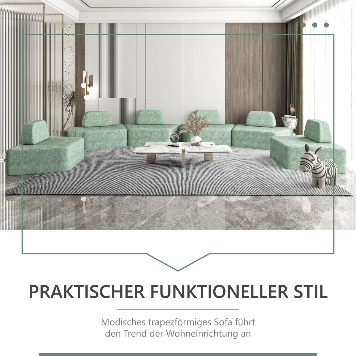 SOFA modulares Sofa trapezförmig Grün - Hellgrün, Textil (116/68/80cm) - Vercart