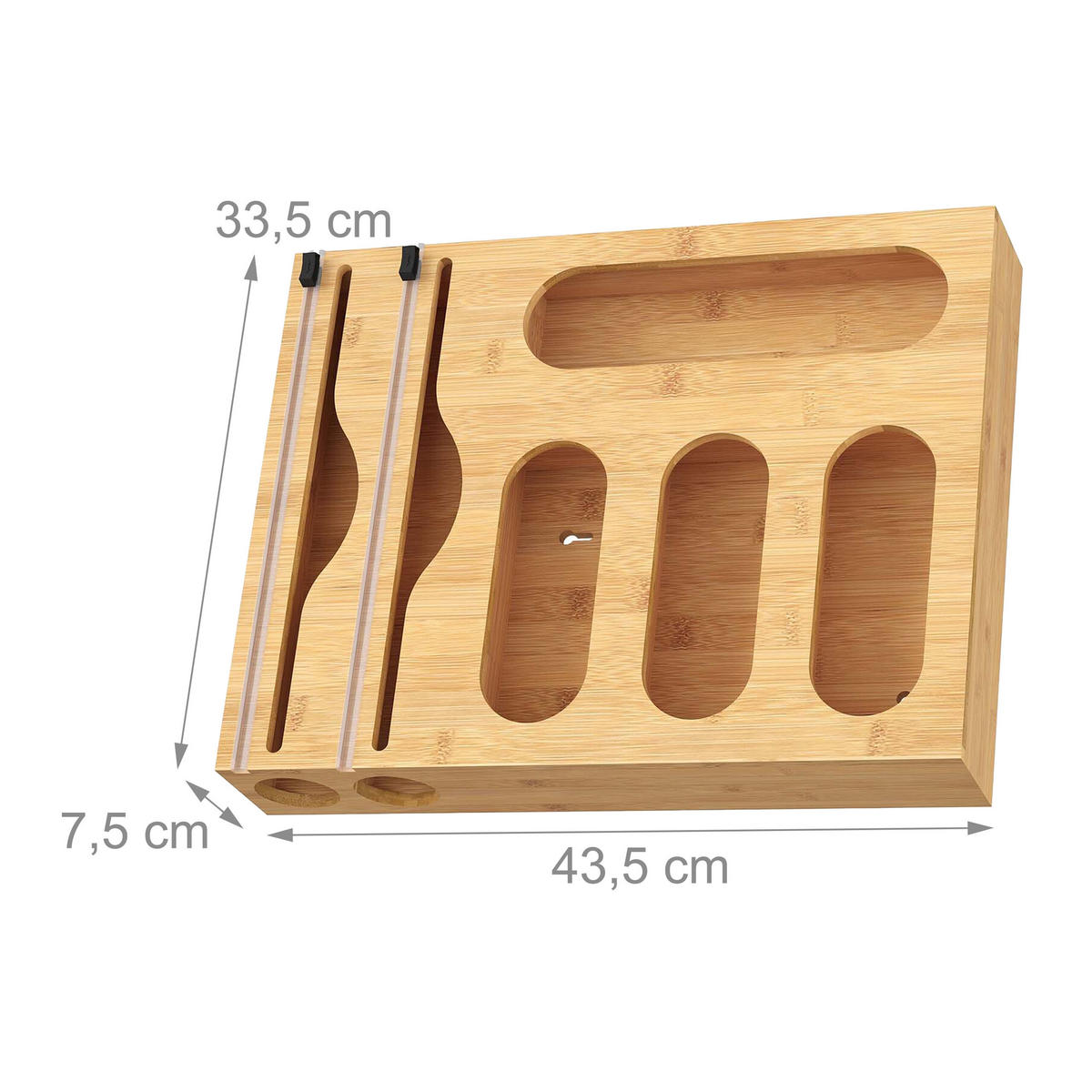 FOLIENSPENDER - Hellbraun, Holz/Kunststoff (33.5/43.5/7.5cm) - Relaxdays