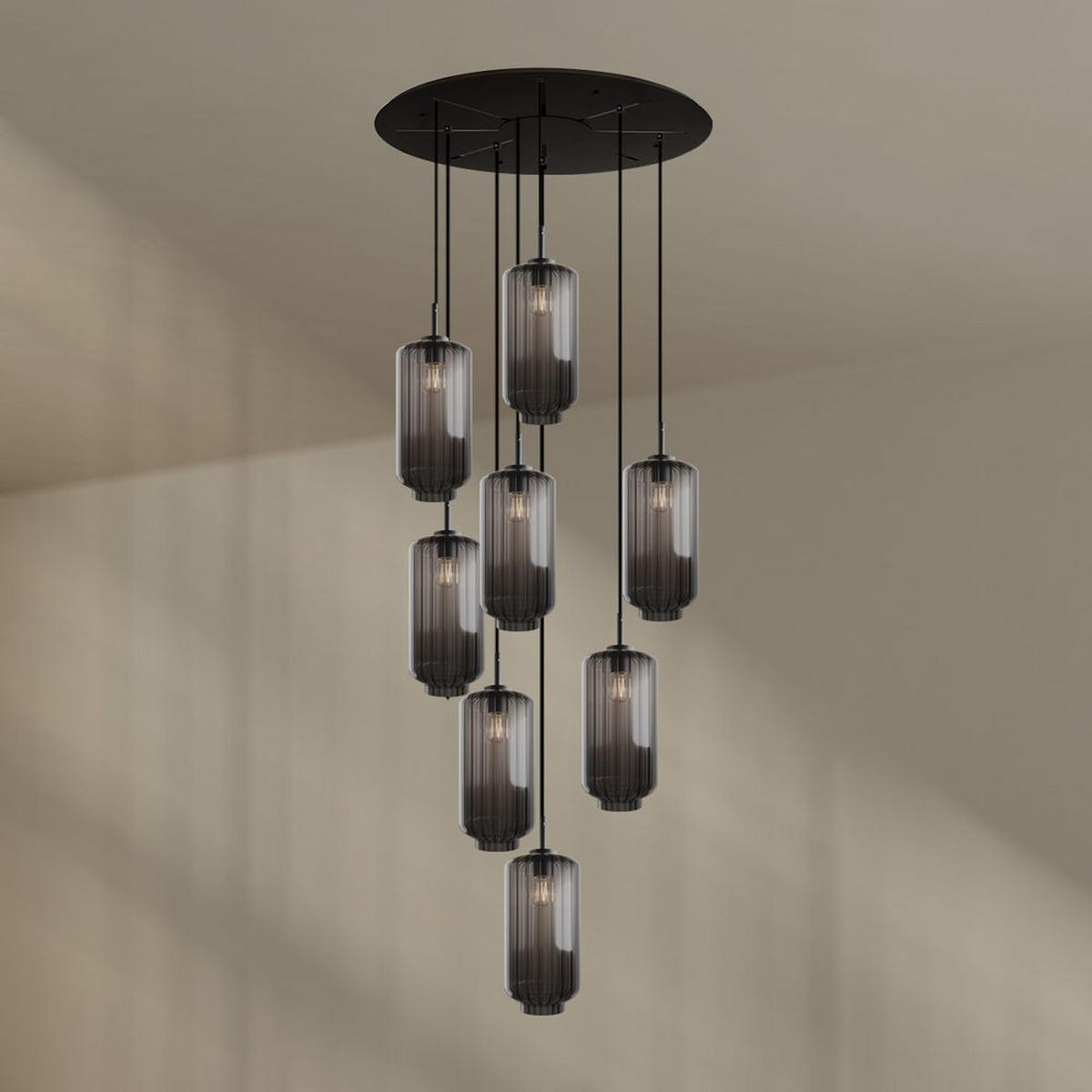 GALERIELEUCHTE Velo 8-flammig Rauch Ø 18cm - Anthrazit/Schwarz, Glas (18/18/33cm) - s.luce