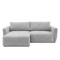 ECKSOFA BELLA L Links mit Schlaffunktion 140x205 Velours Hellgrau - Hellgrau/Schwarz, Holz/Kunststoff (230/165cm) - Muffo