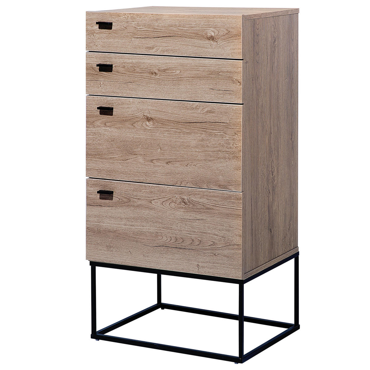 KOMMODE 4 Schubladen heller Holzfarbton Acra - Hellbraun/Schwarz, Holzwerkstoff (52/106/41cm) - Beliani