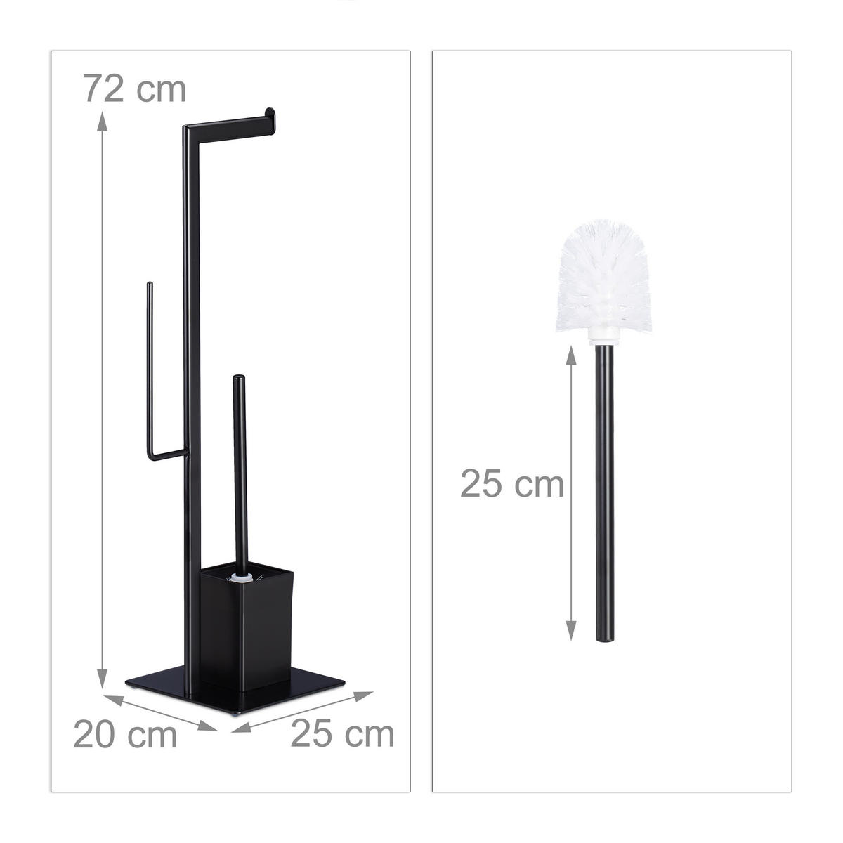 WC Garnitur - Schwarz, Metall (25/72/20cm) - Relaxdays