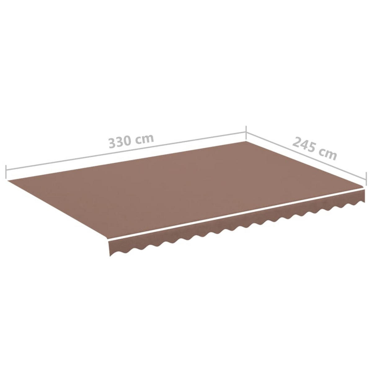 MARKISENSTOFF mit Volant| Braun, für 350x250cm Rahmen | Markisenbespannung Markisentuch - Braun, Textil (330/0.3/245cm) - DELUKE